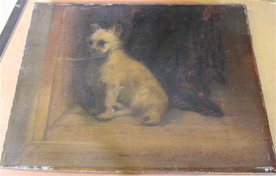 Oil on board, dog